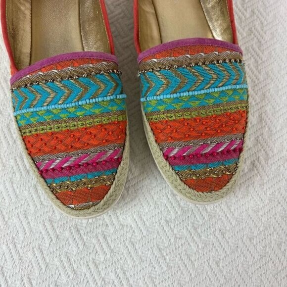 Donald J. Pliner Pizasp Southwestern Beaded Espadrille Slip On Shoes 8.5 Beach - Picture 7 of 14